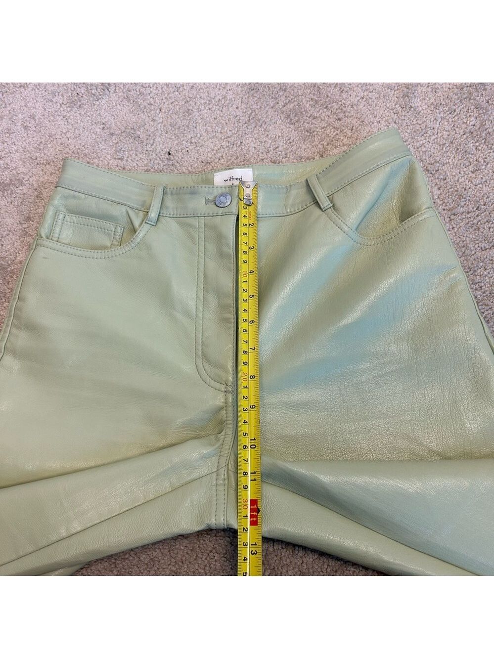 Aritzia Wilfred light green Melina pants faux leather pleather vegan Sz 6 - Picture 5 of 11
